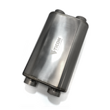 Ticon Industries 17in OAL 2.5in Thin Oval Matte Finish Titanium Muffler - 2.5in Dual In/Dual Out