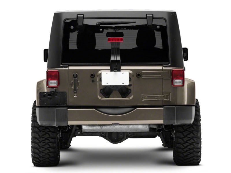 Raxiom 07-18 Jeep Wrangler JK Axial Series License Plate Bracket w/ LED Brake Light