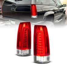 Load image into Gallery viewer, ANZO 88-99 Chevy C/K1500/2500/3500 Full LED Light Tube Taillights Chrome Housing Red/Clear Lens