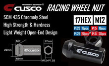 Load image into Gallery viewer, Cusco Universal Wheel Lug Nut Set M12 x P1.5mm - Black (20pcs)