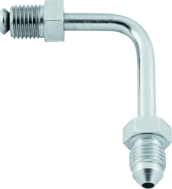 Twin Power Stainless Brake Fitting Male 3/8-24 Inverted Flare to AN-3 Male 90 Adaptor Tube Short