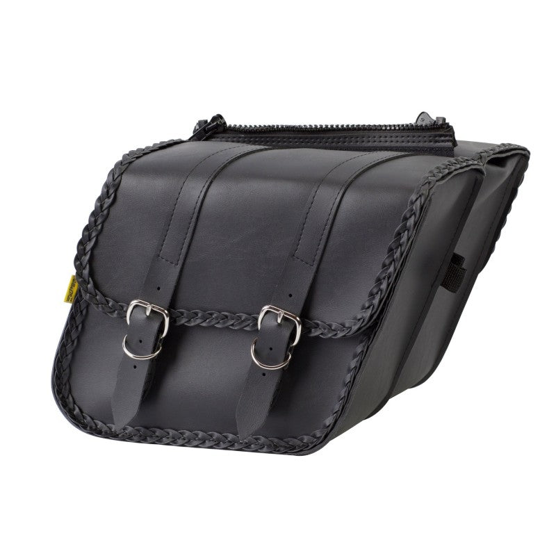 Willie & Max Universal Braided Compact Slant Saddlebags (12 in L x 9.5 W x 5.5 in H) - Black