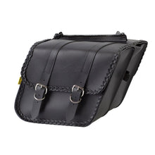 Load image into Gallery viewer, Willie &amp; Max Universal Braided Compact Slant Saddlebags (12 in L x 9.5 W x 5.5 in H) - Black