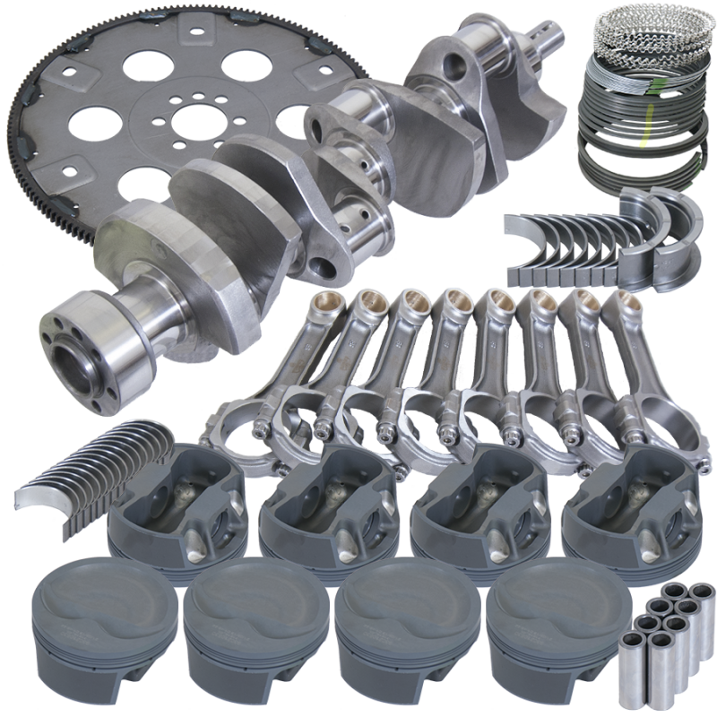 Eagle Chevy 350 1Pc 3.750in Crank 6.000in I-Beam Rod 4.040in Pistons 168 Tooth FP Balanced Assembly