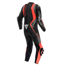 Load image into Gallery viewer, Dainese Audax D-Zip 1PC Perforated Leather Suit Black/Red Fluorescent/Anthracite Size - 60