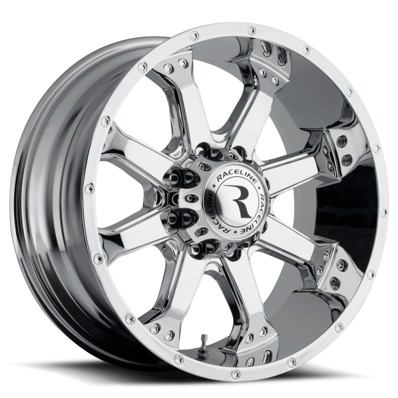 Raceline 991C Assault 18x9in / 5x139.7 BP / 20mm Offset / 106.5mm Bore - Chrome Wheel