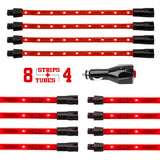 XK Glow Single Color XKGLOW UnderglowLED Accent Light Car/Truck Kit Red - 8x24In Tube + 4x8In Strip