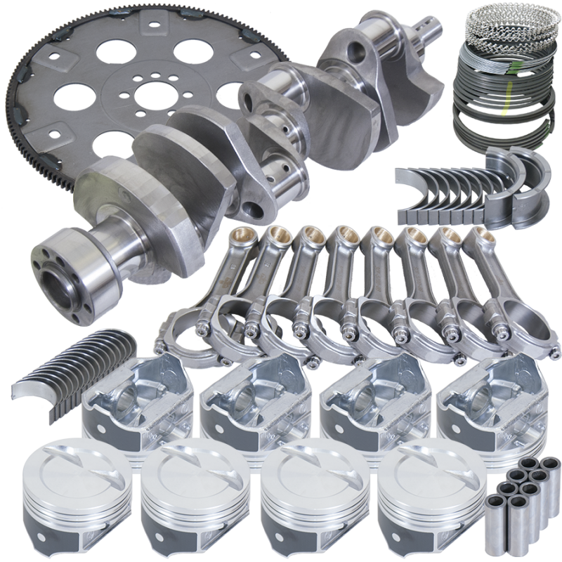 Eagle Chevy 350 1Pc 3.750in Crank 5.700in I-Beam Rod 4.030in Pistons Eagle 168 Tooth FP Bal Assembly