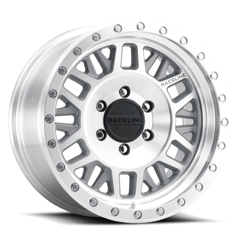 Raceline RT951M Ryno Machined 20x8.5in / 8x139.7 BP/32mm Offset/108mm Bore - Machined Beadlock