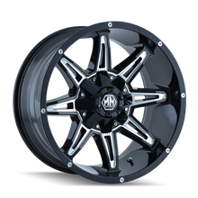 Load image into Gallery viewer, Mayhem 8090 Rampage 20x10 / 8x165.1 BP / -25mm Offset / 130.8mm Hub Gloss Black Milled Wheel