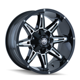 Mayhem 8090 Rampage 20x9 / 8x165.1 BP / 18mm Offset / 130.8mm Hub Gloss Black Milled Wheel