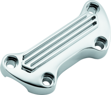 Load image into Gallery viewer, Bikers Choice 74-Up Chrome Finned Handlebar Clamp With 1in. Bars
