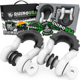 Rhino USA 3/4In D-Ring Shackle Set (2-Pack)(White)