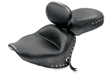 Load image into Gallery viewer, Mustang 07-17 Yamaha V-Star 1300,1300 Tourer Wide 2PC Seat w/ Driver Backrest Studs- Black