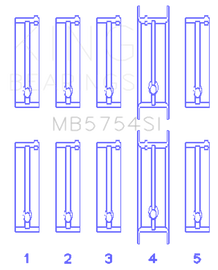 King Engine Bearings Chevrolet 121Ci/Ln2 134Ci Fl O/S 010 (Size +0.75mm) Main Bearing Set