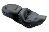 Mustang 97-07 Harley Rd King, 06-07 Str Glide, 00-05 Eagle Tour 1PC Seat w/Blk Pearl Studs - Black