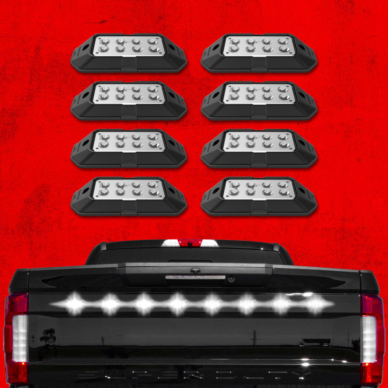 XK Glow Strobe Pod Lights w/ Traffic Modes Ultra Bright LEDs Multiple Modes + Solid On - White 8pc