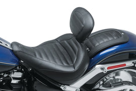 Mustang 20-21 Harley Fat Boy Standard Touring Solo Seat w/Driver Backrest - Black