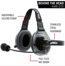 Load image into Gallery viewer, Rugged Radios AlphaBass Carbon Fiber Headset for STEREO and OFFROAD Intercoms Behind The Head