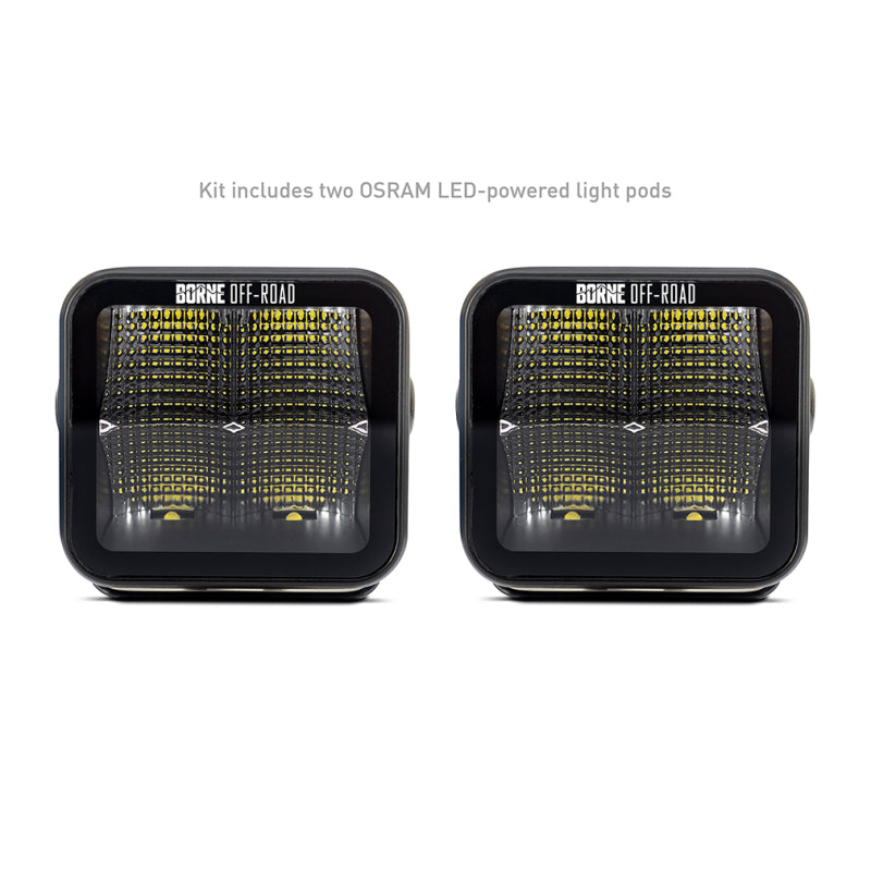 Borne Off-Road Light Pods (Kit of 2) 3x3 Flood