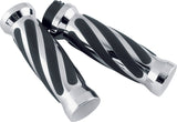 Bikers Choice 81-17 XL & Big Twin Dual Cable Chrome & Black Twisted Grips Pr