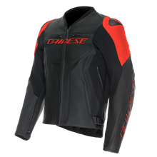 Load image into Gallery viewer, Dainese Racing 5 Leather Jacket Black/Black/Red Fluorescent Size - 56