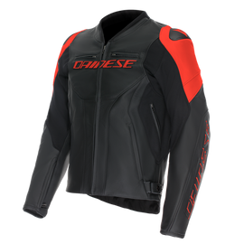 Dainese Racing 5 Leather Jacket Black/Black/Red Fluorescent Size - 62
