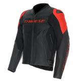 Dainese Racing 5 Leather Jacket Black/Black/Red Fluorescent Size - 54