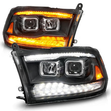 Load image into Gallery viewer, ANZO 09-18 Dodge Ram 1500/2500/3500 Proj HL Headlights Switchback + Sequential - Black Amber