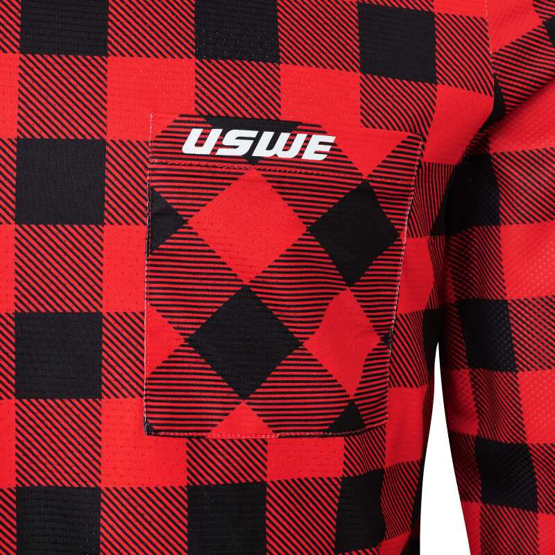 USWE Flannel Long Sleeve Lightweight Off-Road Jersey Flame Red - Large