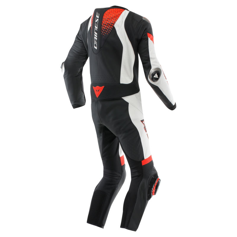 Dainese Laguna Seca 6 1PC Leather Suit Perforated Black/White/Red Fluorescent Size - 48