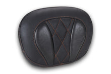 Load image into Gallery viewer, Mustang Deluxe Diamond Touring Sissy Bar Pad Black w/Mandarin Orange Thread