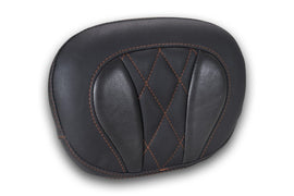 Mustang Deluxe Diamond Touring Sissy Bar Pad Black w/Mandarin Orange Thread