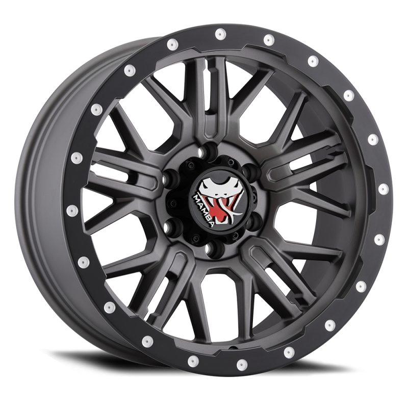 Mamba M25 18x9 5x127 ET12 Matte Grey w/ Black Lip Edge