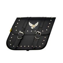Load image into Gallery viewer, Willie &amp; Max Universal Studded Series Compact Slant Saddlebags (12 in L x 9.5 in W x 5.5 in H)-Black