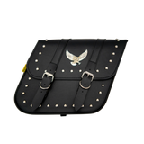 Willie & Max Universal Studded Series Compact Slant Saddlebags (12 in L x 9.5 in W x 5.5 in H)-Black