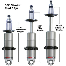 Ridetech Anodized HQ Coilover Shock Single Adjustable 6.3in Stroke / 2in Stud Mount - Single