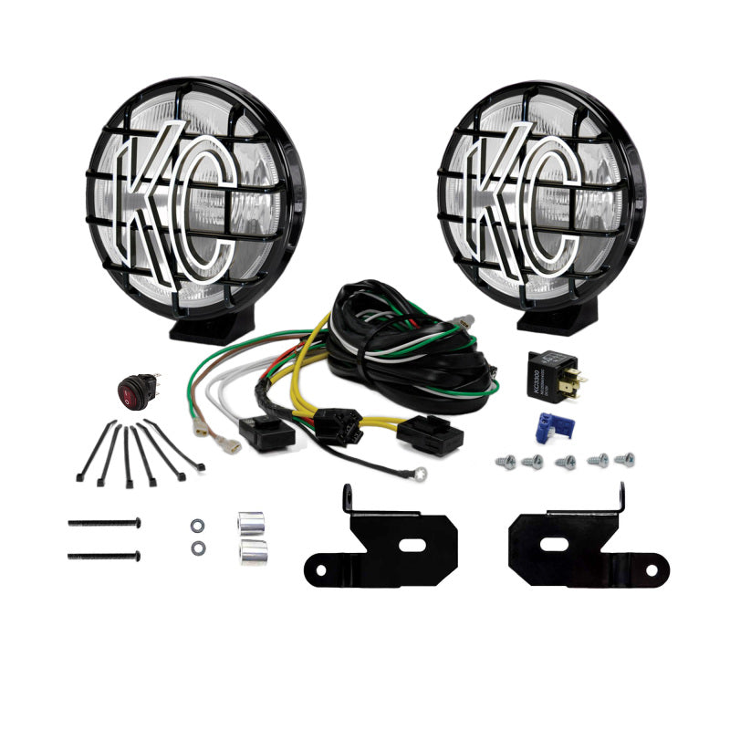 KC HiLiTES 18-23 Jeep JL/JT/4xe 6in Apollo Pro Halogen 2-Light Sys Pillar Mount (100W Spread Beam)