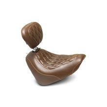 Load image into Gallery viewer, Mustang 18-21 Harley Fat Bob Wide Tripper Solo Seat w/Driver Backrest Diamond Stitch - Brown