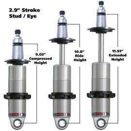 Ridetech Anodized HQ Coilover Shock Single Adjustable 2.9in Stroke / 2in Stud Mount - Single