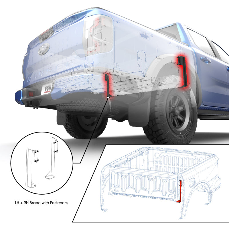 EGR 24-25 Ford Ranger w/ 5ft Bed J-Brace Support for RollTrac