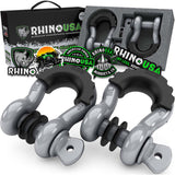 Rhino USA 3/4In D-Ring Shackle Set (2-Pack)(Gray)