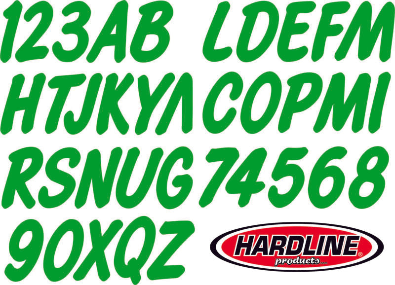 Hardline Boat Lettering Registration Kit 3 in. - 400 Lime Green Solid