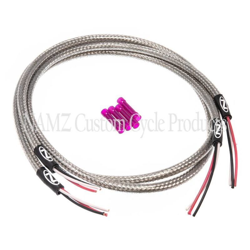 NAMZ Turn Signal Harness 36in. (SS Braided & Clear Coated - For Switch Housing Mounted Signals)