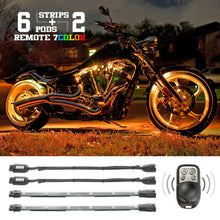 Load image into Gallery viewer, XK Glow Flex Strips 7 Color LED Accent Light Motorcycle/ATV (6xCompact Pods + 2x10In)