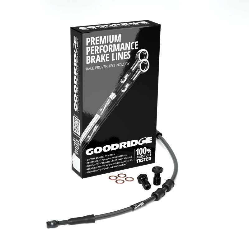 Goodridge 11-14 HD FLSTC Heritage CL (w/ABS) -2in Black Brake Line Kit w/Black Fittings