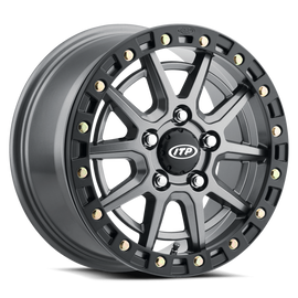 ITP SD10 Beadlock 15x7 / 5/4.5 BP / 6+1 Offset Grey w/ Black Ring Wheel