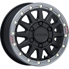 Load image into Gallery viewer, Raceline A14BG Alpha 15x6.5in/6x139.7 BP/74mm Offset/78.1mm Bore - Blk &amp; Gunmetal Ring Beadlock Whl
