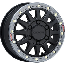 Raceline A14BG Alpha 15x6.5in/6x139.7 BP/74mm Offset/78.1mm Bore - Blk & Gunmetal Ring Beadlock Whl