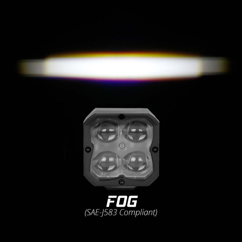 XK Glow XKchrome 20w LED Cube Light w/ RGB Accent Light Kit w/ Controller- Fog Beam 2pc